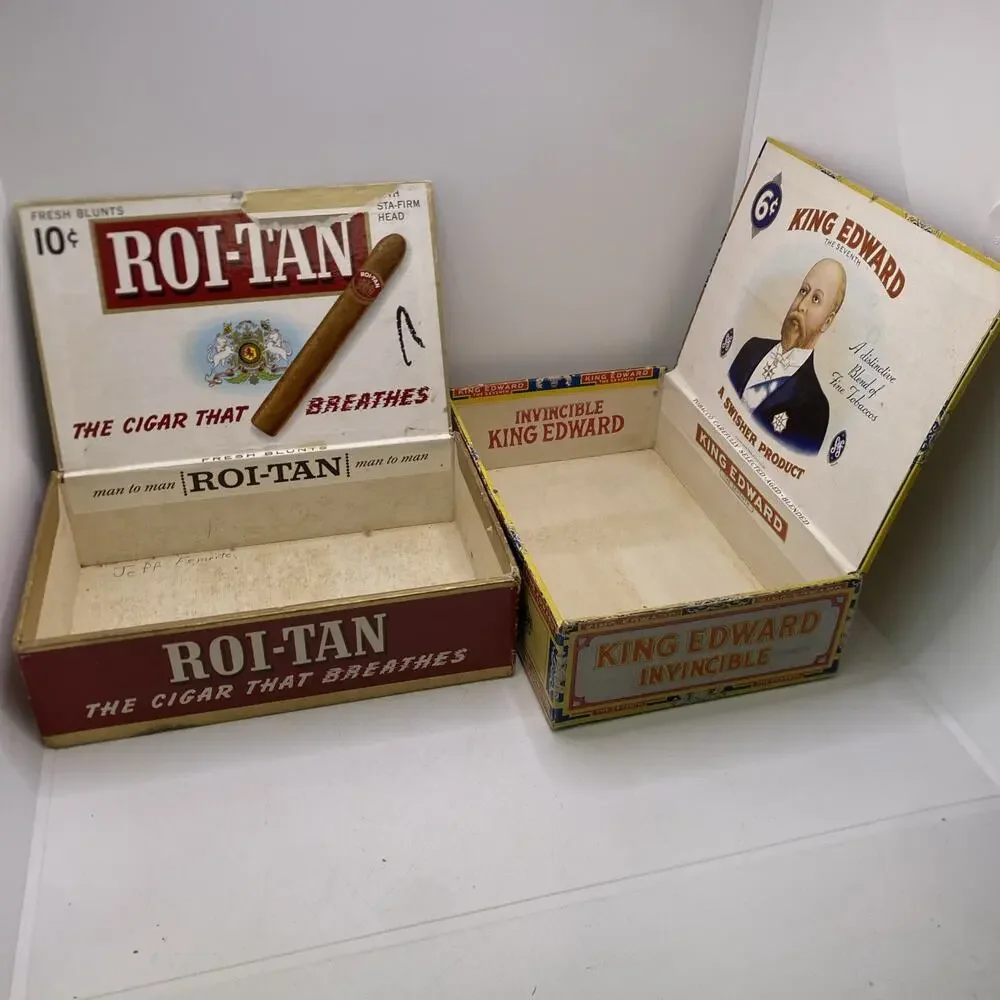 2 Vintage Roi Tan King Edward Cigar Boxes
